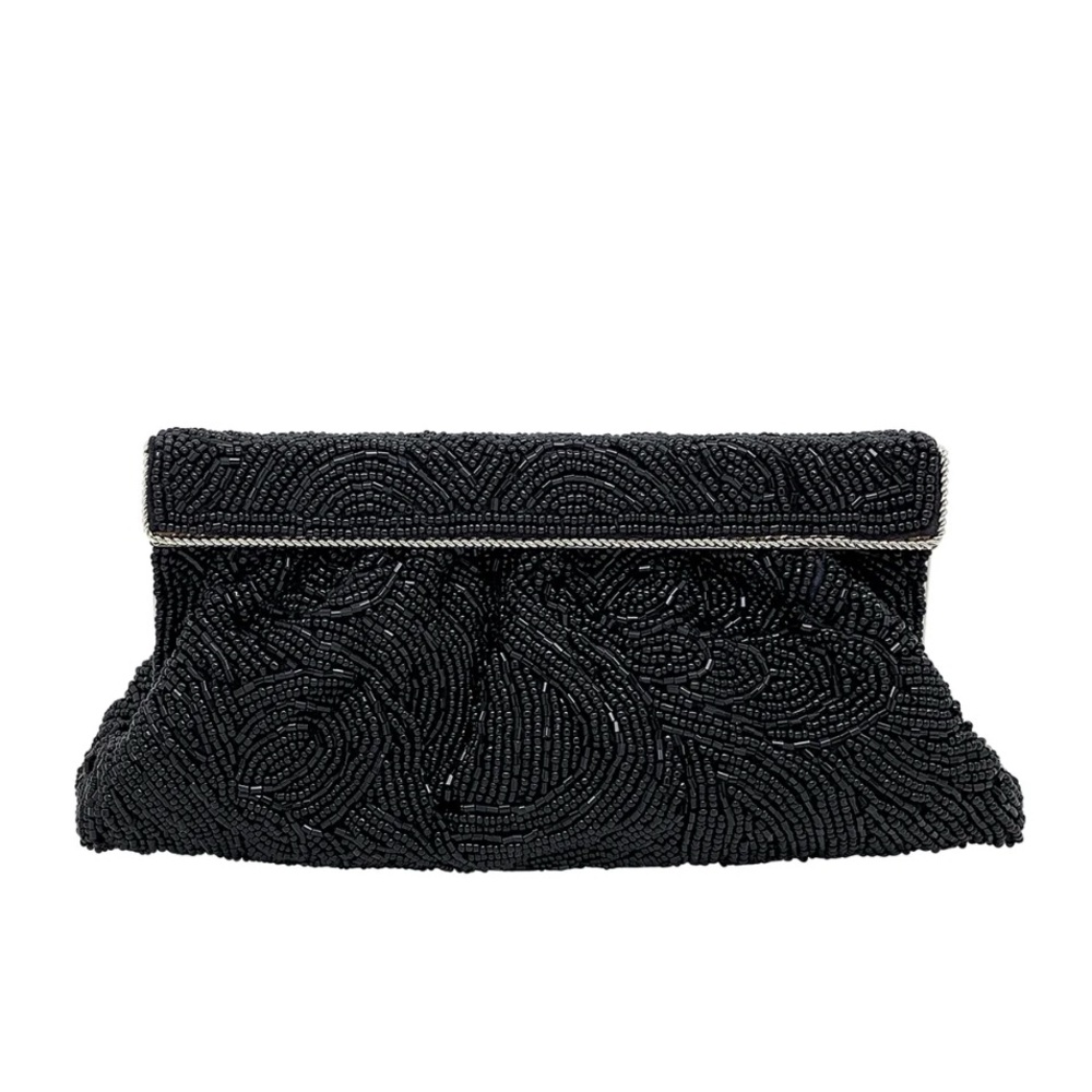Elegant Black Beaded Clutch